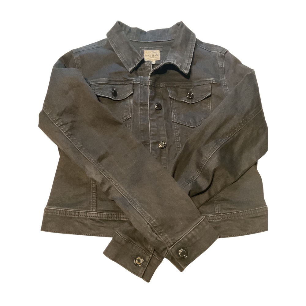 Wax Jean Black Denim Jacket Style‎ 90017 Button Front Classic Fit
